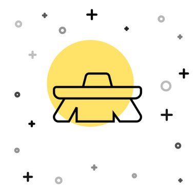 Temizlik simgesi için siyah çizgi fırçası beyaz arkaplanda izole edildi. Temizlik hizmeti konsepti. Rastgele dinamik şekiller. Vektör