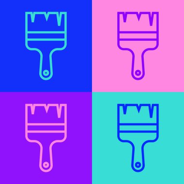 Pop sanat eseri fırça ikonu renk arkaplanında izole edilmiş. Vektör
