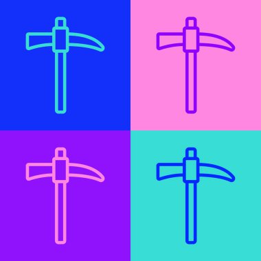 Pop Art Line Pickaxe simgesi renk arkaplanında izole edildi. Vektör