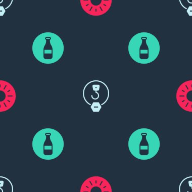 Güneş, Endüstriyel kanca ve Şişe 'yi kusursuz desene ayarlayın. Vektör