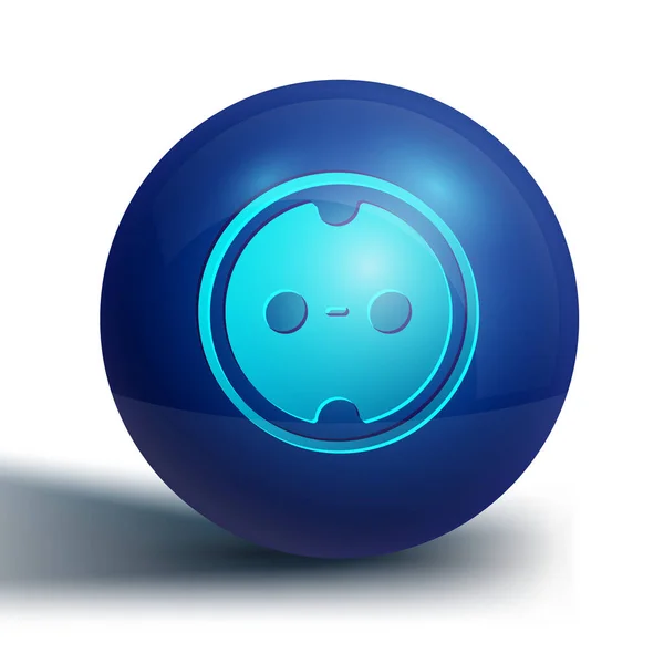 蓝色电源插座图标隔离在白色背景上 电源插座玫瑰的象征 蓝色圆环按钮 — 图库矢量图片