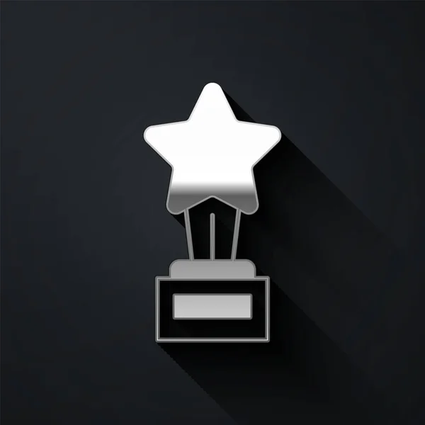 Stříbrný Film Trofej Ikona Izolované Černém Pozadí Ikona Ocenění Akademie — Stockový vektor