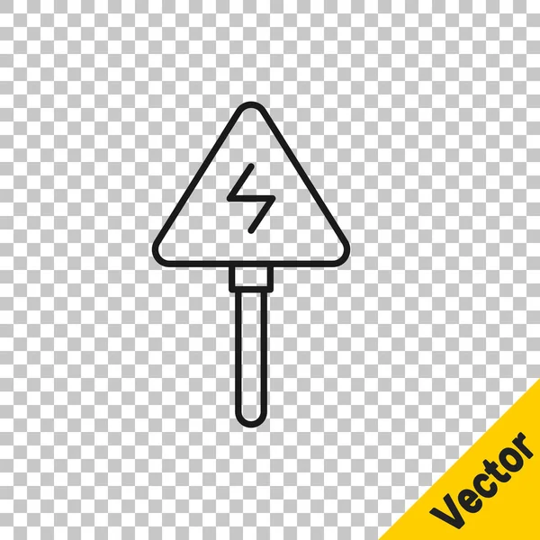 黑线高压标志图标隔离在透明的背景下 危险符号 三角形的箭头 警告图标 — 图库矢量图片