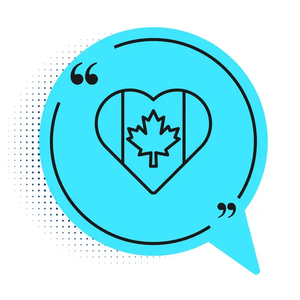 Символ Флага Канады Форме Черной Линии Сердца Выделен Белом Фоне — стоковый вектор