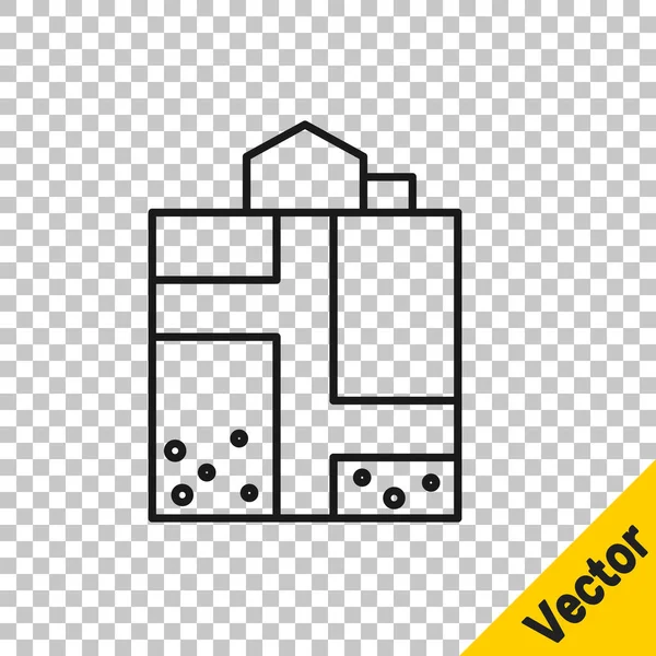 Schwarze Linie Mineneintrittssymbol Isoliert Auf Transparentem Hintergrund Vektor — Stockvektor