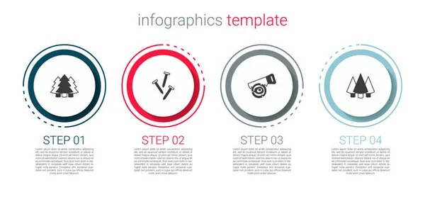 Set Sapin Noël Ongles Métalliques Scie Main Journal Modèle Infographie — Image vectorielle