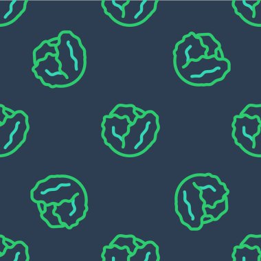 Çizgi taze lahana sebze ikonu mavi arka planda izole edilmiş pürüzsüz desen. Vektör