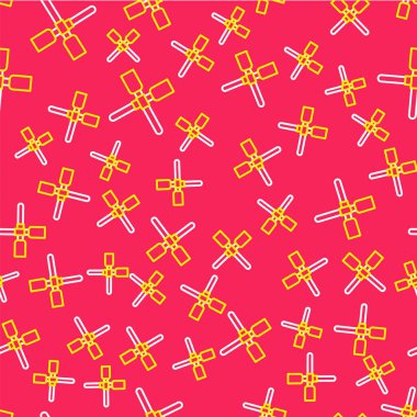 Kürek ya da kürek çeken tekne simgesi kırmızı arka planda izole edilmiş. Vektör