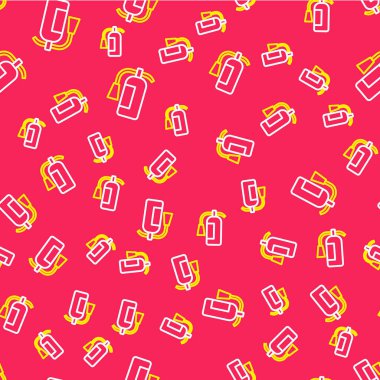 Hat Yangın söndürme ikonu kırmızı arka planda izole edilmiş pürüzsüz desen. Vektör