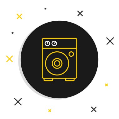 Beyaz arkaplanda Gitar amfisi simgesi izole edildi. Müzik aleti. Renkli taslak konsepti. Vektör