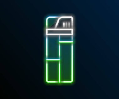 Parlayan neon hattı Aydınlık simgesi siyah arkaplanda izole edildi. Renkli taslak konsepti. Vektör