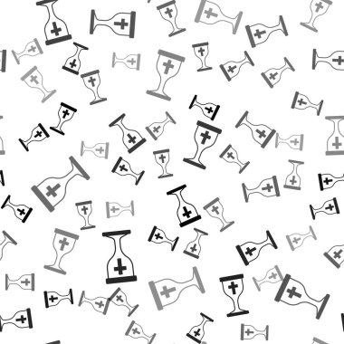 Siyah Hıristiyan kadeh ikonu beyaz arka planda izole edilmiş kusursuz desen. Hıristiyanlık ikonu. Mutlu Paskalyalar. Vektör