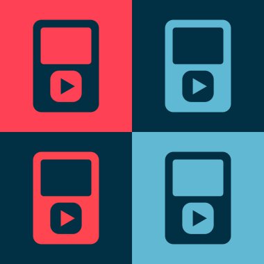 Pop müzik çalar simgesi renk arkaplanında izole edildi. Taşınabilir müzik cihazı. Vektör