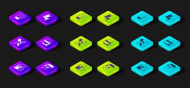 Boya kovasını fırça, silindir, RGB, sprey tabanca ve renk palet ikonu ile ayarla. Vektör