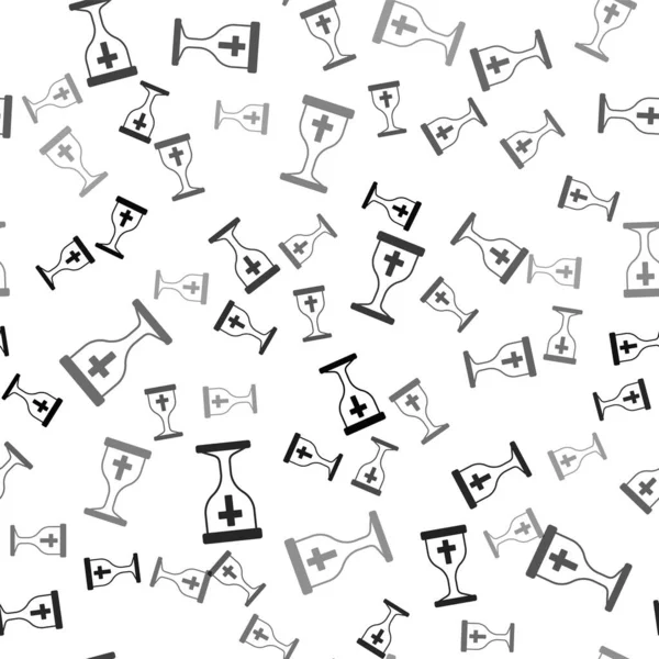 Siyah Hıristiyan kadeh ikonu beyaz arka planda izole edilmiş kusursuz desen. Hıristiyanlık ikonu. Mutlu Paskalyalar. Vektör