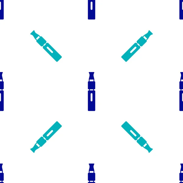 Ícone Cigarro Eletrônico Azul Isolado Padrão Sem Costura Fundo Branco — Vetor de Stock