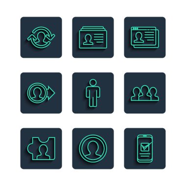 Satır Başı Avcılığı, Hesap Ekranı Oluştur, Akıllı Telefon, Devam, İnsan Kullanıcı, İnsan Kaynakları ve Kullanıcı Grubu simgesi. Vektör