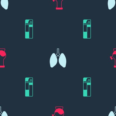 Bong 'u, akciğerleri ve çakmağı kusursuz desene ayarlayın. Vektör