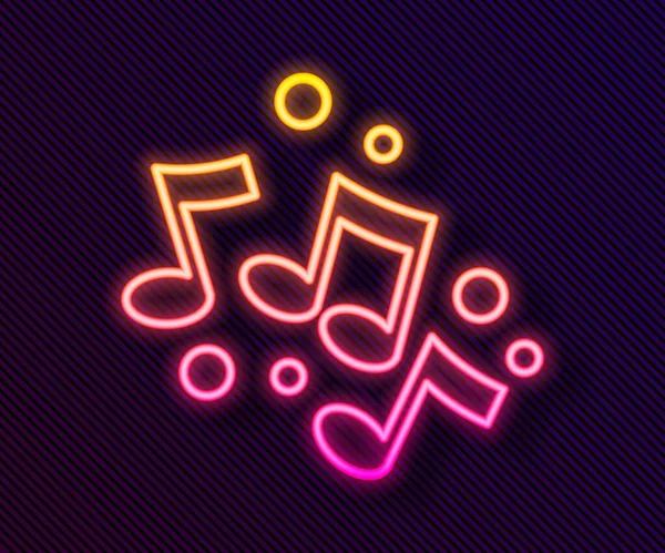 Glowing Neon Line Music Note Tone Icon Isolated Black Background — Stock Vector