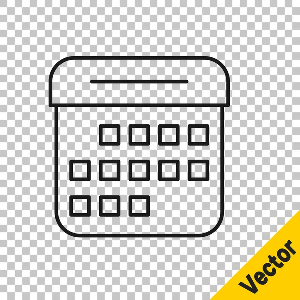 Schwarze Linie Kalendersymbol Isoliert Auf Transparentem Hintergrund Erinnerungssymbol Vektor — Stockvektor