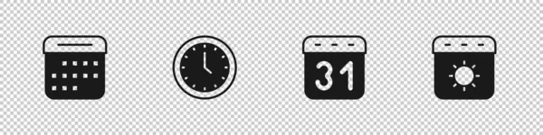 Réglez Calendrier Horloge Icône Été Vecteur — Image vectorielle
