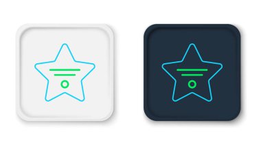 Şöhret Bulvarı ikonundaki çizgi yıldızı beyaz arka planda izole edilmiş. Hollywood, ünlü kaldırım, bulvar aktörü. Renkli taslak konsepti. Vektör