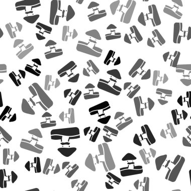 Siyah mantar ikonu, beyaz arka planda izole edilmiş kusursuz desen. Vektör