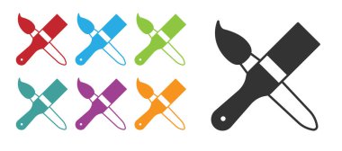 Beyaz arkaplanda siyah boya fırçası simgesi izole edildi. Simgeleri renklendirin. Vektör