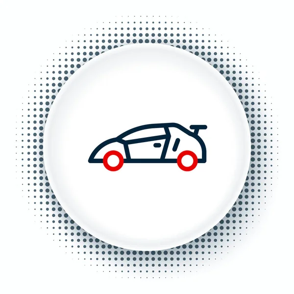 Line Sport yarış arabası ikonu beyaz arka planda izole edildi. Renkli taslak konsepti. Vektör