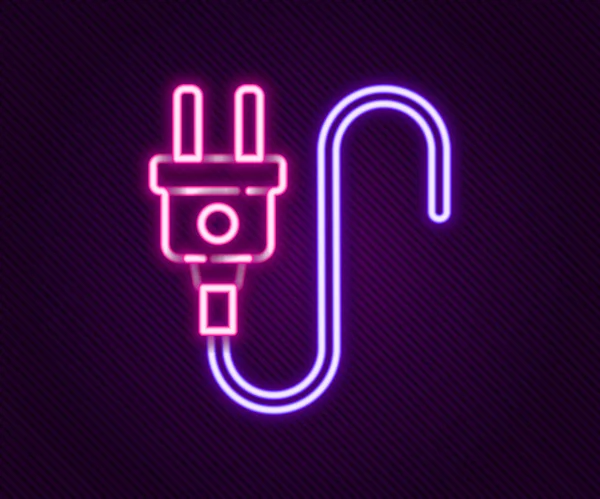 Glödande neon line Elektrisk plugg ikon isolerad på svart bakgrund. Begreppet anslutning och frånkoppling av el. Färgstarkt skisskoncept. Vektor — Stock vektor
