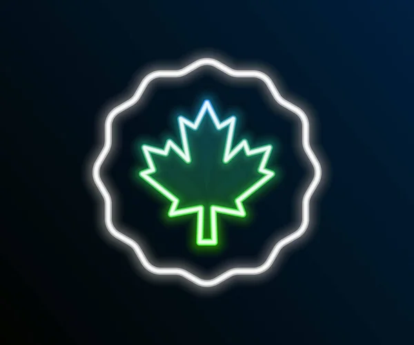 Parlayan neon hattı Kanada akçaağaç yaprağı ikonu siyah arkaplanda izole edildi. Kanada sembolü akçaağaç yaprağı. Renkli taslak konsepti. Vektör — Stok Vektör