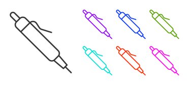 Beyaz arkaplanda siyah çizgi kalem simgesi izole edildi. Simgeleri renklendirin. Vektör