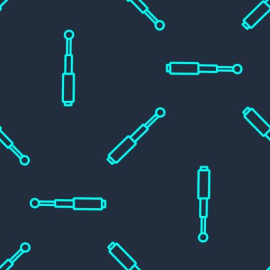 Yeşil çizgi Teleskopik baton simgesi mavi arkaplanda izole edilmiş kusursuz desen. Vektör