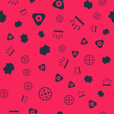 Dikiş düğmesini, tebeşiri, deri yatağı ve iğneleri dikişsiz desene ayarlayın. Vektör