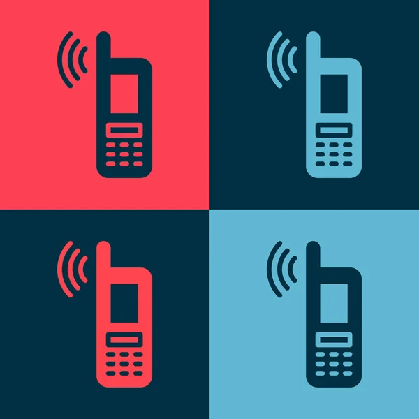 Pop art Smartphone con Wi-Fi gratis icono de conexión inalámbrica aislado en el fondo de color. Tecnología inalámbrica, conexión wi-fi, red inalámbrica. Vector — Vector de stock