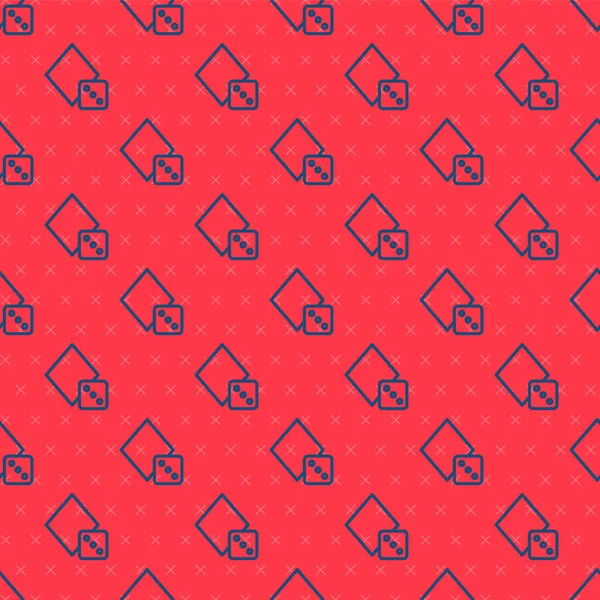 Ligne bleue Jeu dés icône isolé motif sans couture sur fond rouge. Casino de jeu. Vecteur — Image vectorielle