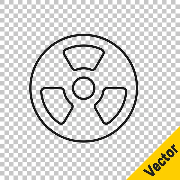 Schwarze Linie Radioaktives Symbol isoliert auf transparentem Hintergrund. Radioaktives toxisches Symbol. Strahlengefahrenzeichen. Vektor — Stockvektor