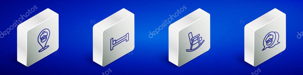 Set Isometric line Nursing home, Bed, Rocking chair and Grandmother icon. Vector — Stock Illustration Set Isometric line Nursing home, Bed, Rocking chair and Grandmother icon. Vector Stock Illustration