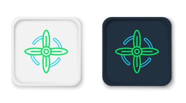 Beyaz arkaplanda çizgi rüzgar türbini simgesi izole edildi. Rüzgar jeneratörü işareti. Elektrik üretimi için yel değirmeni. Renkli taslak konsepti. Vektör