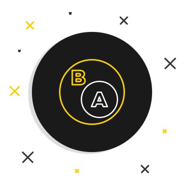 Çizgi Altkümeleri, matematik, a beyaz zemin üzerinde izole edilmiş b simgesinin alt kümesidir. Renkli taslak konsepti. Vektör