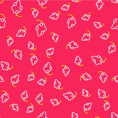 Çizgi üzümlü meyve ikonu kırmızı arkaplanda izole edilmiş pürüzsüz desen. Vektör