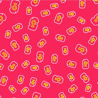 Çizgi Sihirli Mühür simgesi kırmızı arkaplanda izole edilmiş kusursuz desen. Rune taşı. Vektör