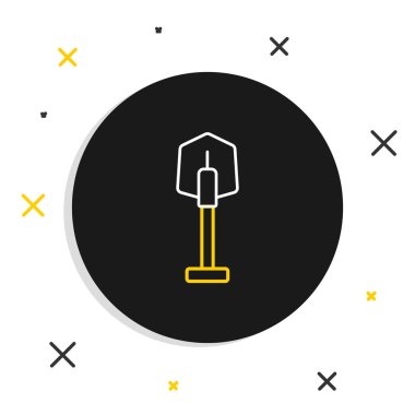 Çizgi Ateş küreği simgesi beyaz arkaplanda izole edildi. Yangın koruma ekipmanları. İtfaiyeciler için ekipman. Renkli taslak konsepti. Vektör