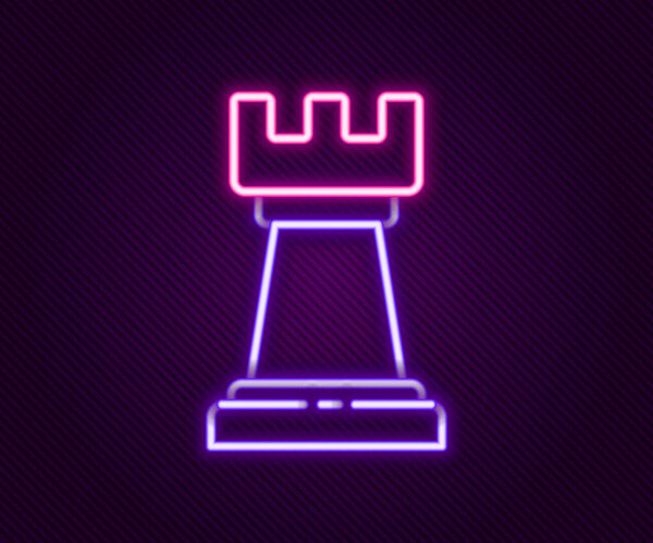 Glowing neon line Business strategy icon isolated on black background. Chess symbol. Game, management, finance. Colorful outline concept. Vector