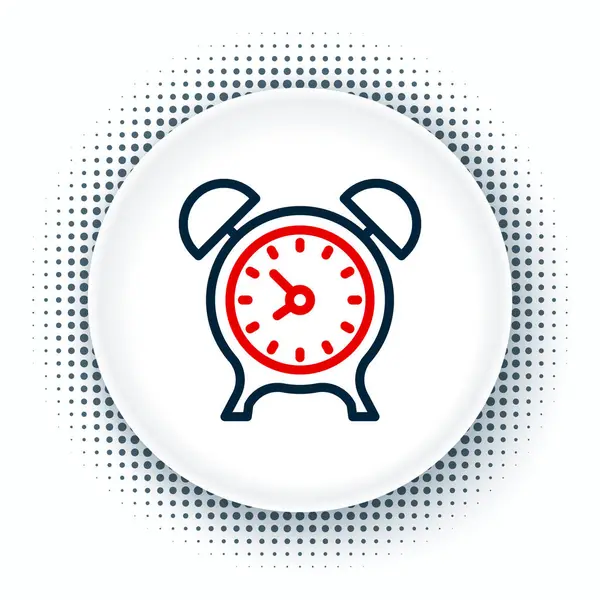 Línea Icono de reloj despertador aislado sobre fondo blanco. Despierta, levántate concepto. Señal de tiempo. Concepto de esquema colorido. Vector — Vector de stock