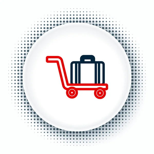 Linka Trolley kufr ikona izolované na bílém pozadí. Cestovní nápis zavazadel. Ikona cestovních zavazadel. Barevný koncept. Vektor — Stockový vektor