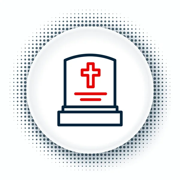 Line Grave with tombstone icon isolated on white background. Colorful outline concept. Vector — Stock Vector