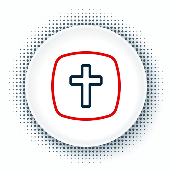 Lijn Christelijk kruis pictogram geïsoleerd op witte achtergrond. Kerkkruis. Kleurrijk concept. Vector — Stockvector