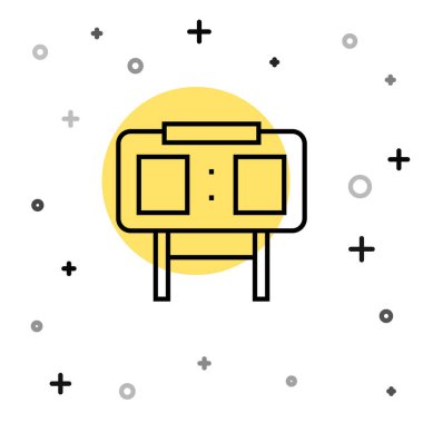 Siyah çizgi spor mekanik skorbordu ve sonuç simgesi beyaz arkaplanda izole edildi. Rastgele dinamik şekiller. Vektör