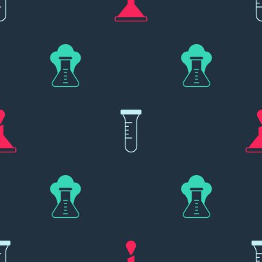 Huni ya da filtre, test tüpü, matara ve kimyasal patlamayı kusursuz bir şekilde ayarlayın. Vektör